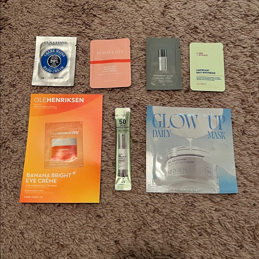 🌟5/$25 Sale🌟 Skincare Sample Lot Ole Henriksen L'Occitane Peach Lily Dermalogica